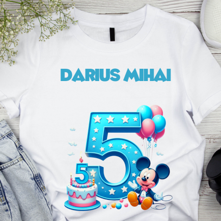 Cadouri aniversare - Tricou aniversar personalizat 5 ani cu Mickey Mouse  TAMM1013.11