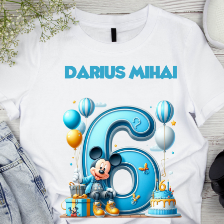 Cadouri aniversare - Tricou aniversar personalizat 6 ani cu Mickey Mouse  TAMM1013.12