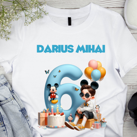 Cadouri aniversare - Tricou aniversar personalizat 6 ani cu Mickey Mouse  TAMM1013.13