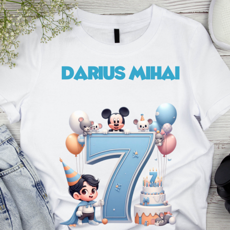Cadouri aniversare - Tricou aniversar personalizat 7 ani cu Mickey Mouse  TAMM1013.14