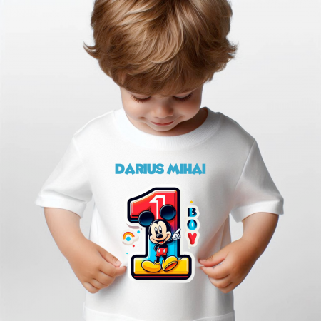 Cadouri aniversare - Tricou aniversar personalizat 1 an cu Mickey Mouse  TAMM1013.1