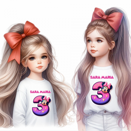 Cadouri copii 7 ani - Tricou aniversar personalizat 3 ani cu Minnie Mouse  TAMM1012.6