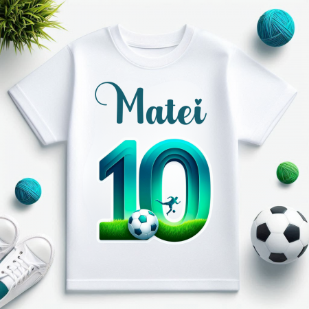 Cadouri copii 7 ani - Tricou personalizat aniversar Fotbaliști  - Cadou Perfect pentru Iubitorii de Fotbal TAN1012