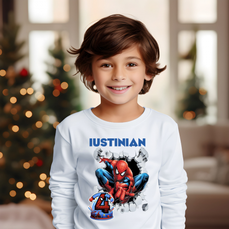 Cadouri aniversare - Tricou aniversar personalizat tematica Spiderman cu tort aniversar TAMM1015.4