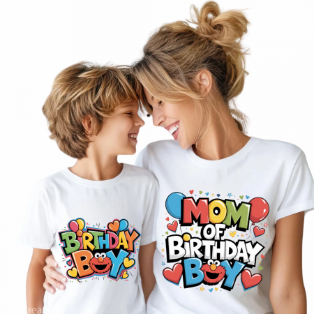 Cadouri aniversare copii cu personaje - Tricou Aniversare Personalizat Birthday Boy – Cadou Haios pentru Copii și Părinți | Model Tematic cu Vârsta și Nume