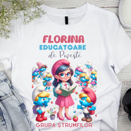 Cadouri aniversare - Tricou Doamna educatoare la Clasa strumfilor  pentru scoala sau gradinita  ABS1068.51