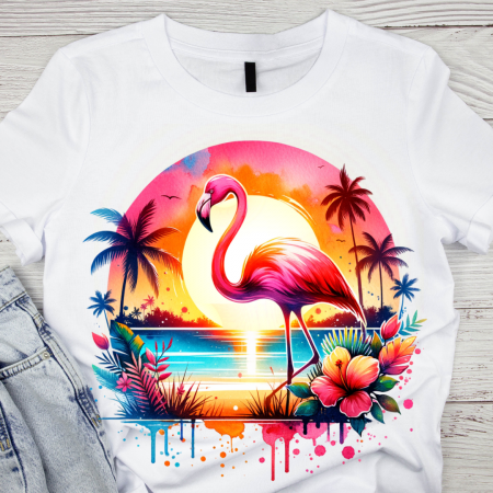 Tricouri personalizate femei - Tricou copii sau adulti din bumbac model Flamingo personalizat cu nume  sau poza preferata TC5041