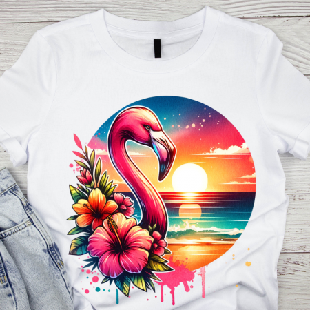 Tricouri personalizate femei - Tricou copii sau adulti din bumbac model Flamingo personalizat cu nume  sau poza preferata TC5044