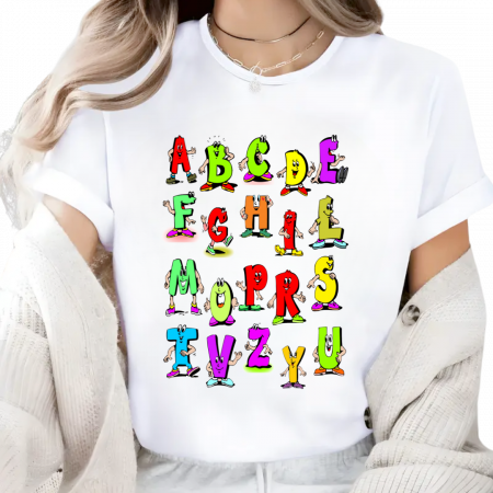 Cadouri pentru profesori sau absolventi - Tricou personalizat absolvire cu Literele alfabetului ABC1001