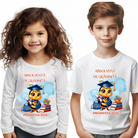 Cadouri pentru profesori sau absolventi - Tricou personalizat absolvire Clasa albintelor cu text sau poze ABS2002