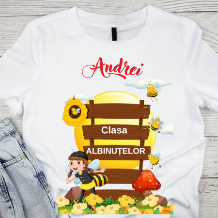 Cadouri aniversare - Tricou personalizat pentru absolvire Clasa albintelor cu text sau poze ABS1037