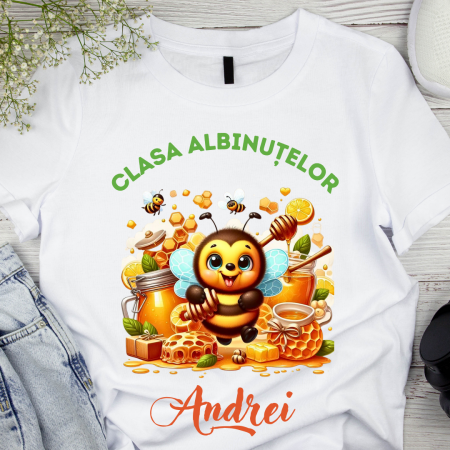Cadouri aniversare - Tricou personalizat pentru absolvire Clasa albintelor cu text sau poze ABS1038