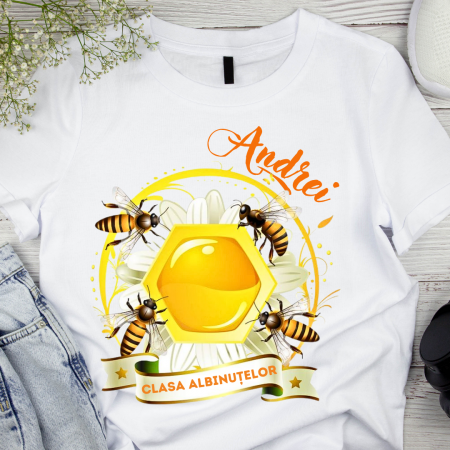 Cadouri aniversare - Tricou personalizat pentru absolvire Clasa albintelor cu text sau poze ABS1036