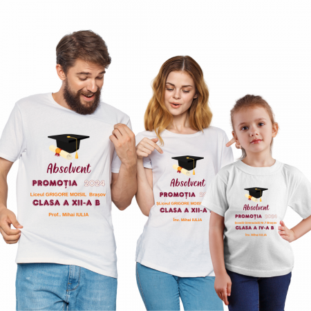 Cadouri aniversare - Tricou personalizat pentru absolvire cu text sau poze, unisex Absolvent ABS1013
