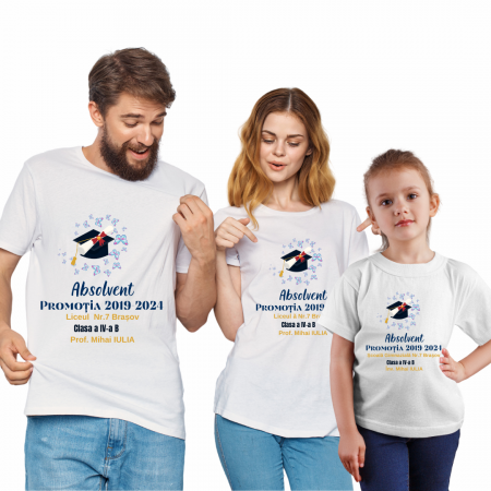 Cadouri aniversare - Tricou personalizat pentru absolvire cu text sau poze, unisex Absolvent ABS1014