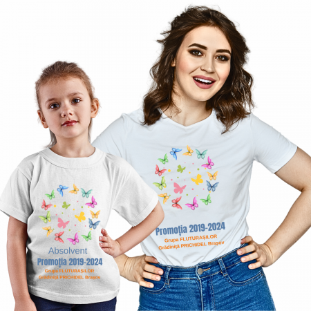 Cadouri Colegi, sefi sau angajati - Tricou personalizat pentru absolvire  Grupa fluturasilor cu text sau poze ABS1015