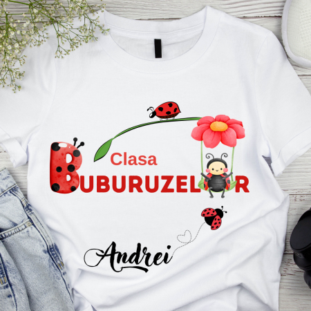 Cadouri copii 7 ani - Tricou personalizat pentru absolvire  Grupa buburuzelor cu text sau poze ABS1026