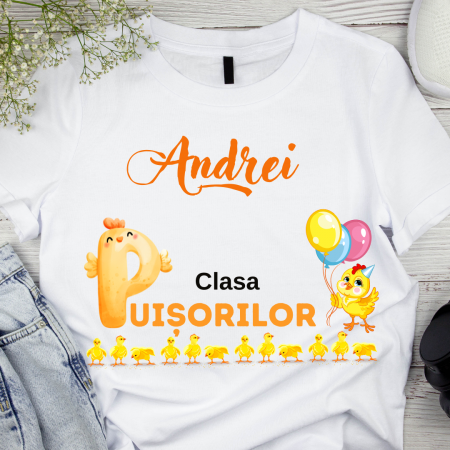 Cadouri aniversare - Tricou personalizat pentru absolvire  Grupa puisorilor cu text sau poze ABS1027