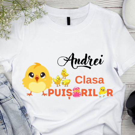 Cadouri aniversare - Tricou personalizat pentru absolvire  Grupa puisorilor cu text sau poze ABS1028