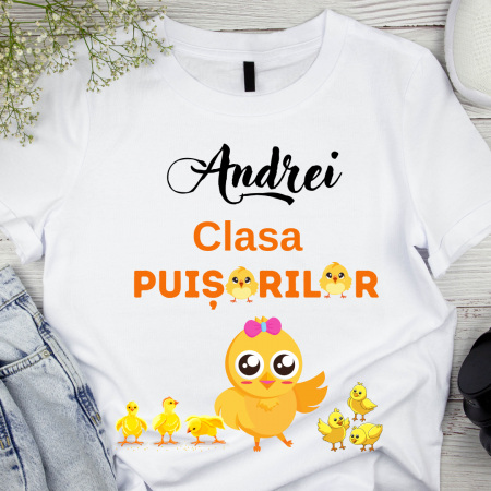 Cadouri aniversare - Tricou personalizat pentru absolvire  Grupa puisorilor cu text sau poze ABS1029