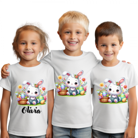 Cadouri copii 7 ani - Tricou personalizat pentru copii iepuras paste  TCP319