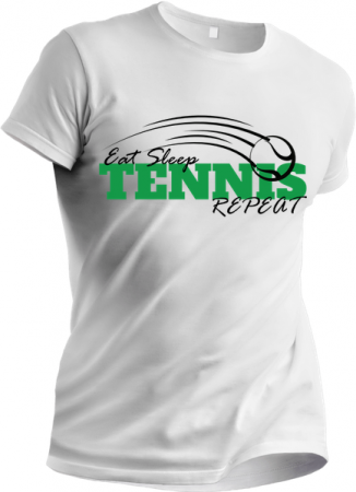 Cadouri aniversare - Tricou personalizat pentru iubitoarele de tenis Eat Sleep Tenis Repeat TNS5004