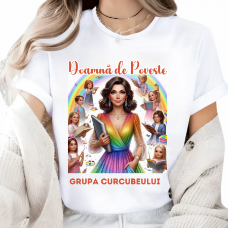 Cadouri Colegi, sefi sau angajati - Tricou personalizat tematica curcubeului pentru educatoare, elevi clasa 4 sau gradinita