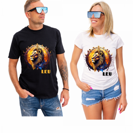 Cadouri Pensionare - Tricou zodiac LEU personalizat cu text sau poze, unisex TLEU118