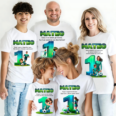 Cadouri pentru profesori sau absolventi - Tricouri Family Aniversare Personalizat pentru mot – Cadou Haios pentru Copii și Părinți | Model Tematic Fotbal