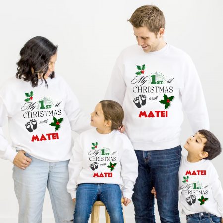 Cadouri aniversare - Tricouri Family mama, tata  si copii personalizate cu tematica de Craciun,  Craciun Fericit