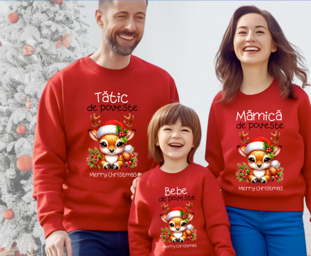 Cadouri aniversare - Tricouri Family mama, tata  si copii personalizate cu tematica de Craciun,  Craciun Fericit 12652