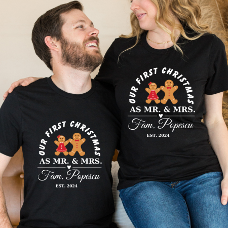 Cadouri aniversare - Tricouri  de cuplu personalizate cu tematica de Craciun  12654