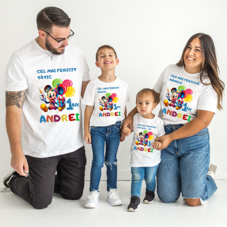 Cadouri aniversare - Tricouri Family mama, tata  si copii personalizate PENTRU MOT 1 AN 11256.01 MICKEY MOUSE