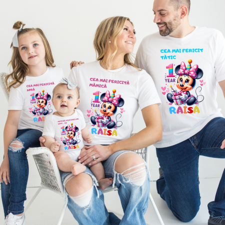 Cadouri aniversare - Tricouri Family mama, tata  si copii personalizate PENTRU MOT 1 AN 11256.02 Minnie Mouse