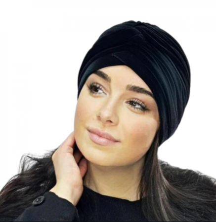 Caciuli si palarii dama - Turban catifea rafinat de dama KATY  marime 58-60, captuseala polar, culoare negru