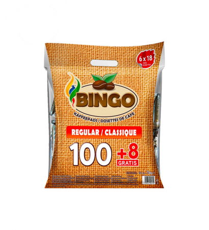 Cafea - Bingo Regular compatibile Senseo 100 paduri + 8 gratis