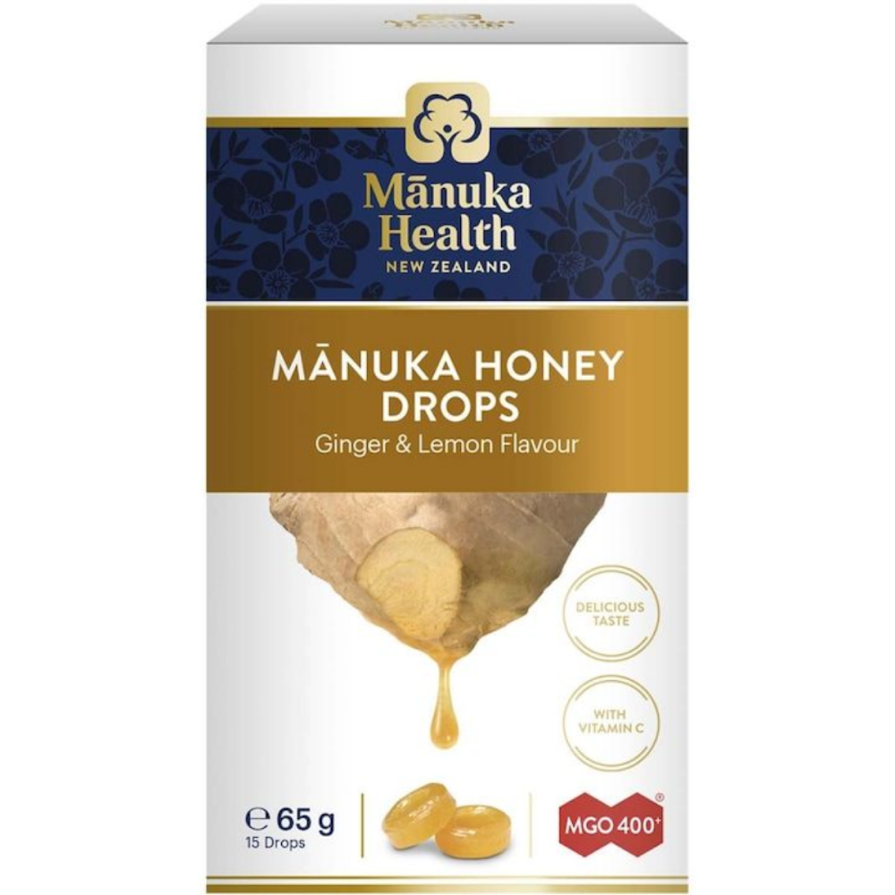 Bomboane cu Miere de Manuka MGO 400+ Manuka Health, Ghimbir si Lamaie, 65 g