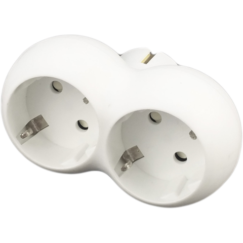 Accesorii prize si intrerupatoare - Adaptor 2Cp+Pc Rotund, Spin, 1 buc