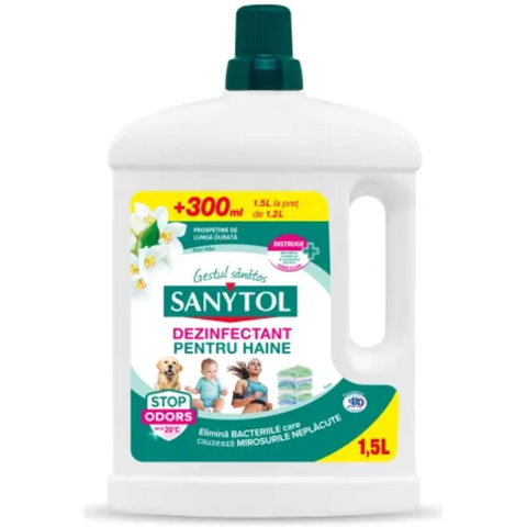Solutii intretinere textile - Dezinfectant Sanytol pentru haine flori albe, 26 spalari, 1.5 L