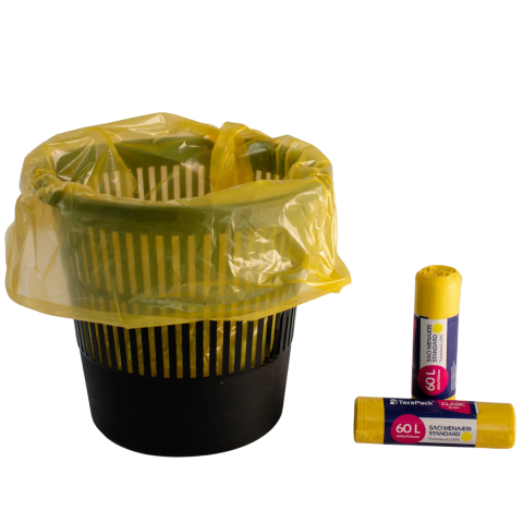 Uz Casnic - Saci menajeri TeraPack, LDPE standard, Galbeni, 60 L, 60 x 70 cm, 10 buc