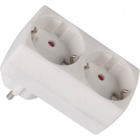 Accesorii prize si intrerupatoare - Adaptor 2Cp+Pc Drept, Spin, 1 buc