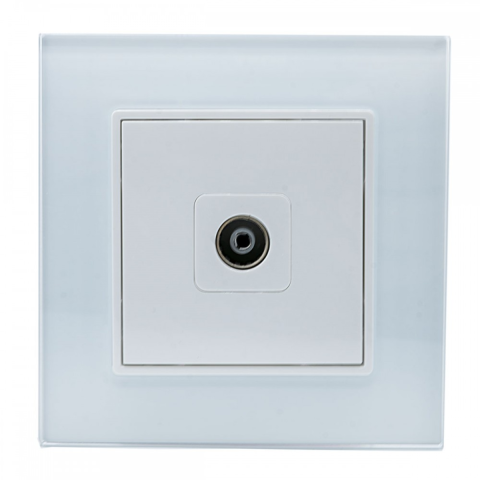 Casa, Gradina & Bricolaj - Priza TV Alb cu Rama din Sticla, Spin SPN1466, 1 buc