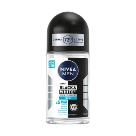Ingrijire Personala & Cosmetice - Deodorant roll-on Nivea Men, Invisible, Black & White, Fresh, 72h, 50 ml