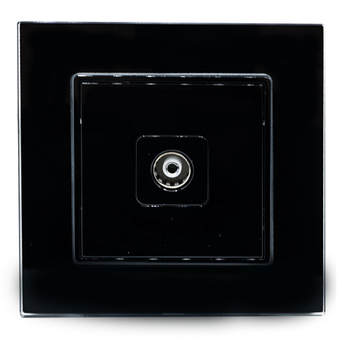 Casa, Gradina & Bricolaj - Priza TV Negru cu Rama din Sticla, Spin SPN1466B, 1 buc