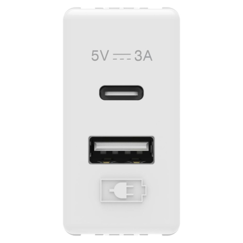 Casa, Gradina & Bricolaj - Priza Incarcator Gewiss, USB - Tip A+C, 3A, System ALB GW20363, 1 buc