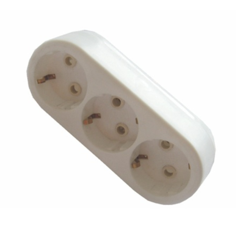 Casa, Gradina & Bricolaj - Adaptor ceramic triplu priza cu Cp, Ipee IP2085, 1 buc
