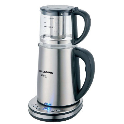 Ceainice si infuzoare - Aparat digital preparare ceai Hausberg HB-3640IN, 1500W, cana 1.7L, ceainic 1L