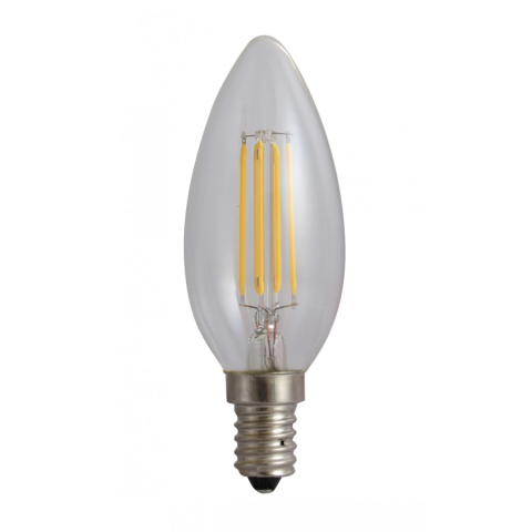 Becuri - Bec Filament Lumanare E14, 4W=45W, 4000K, lumina neutra, 480Lm, Spin SPN6632, 1 buc