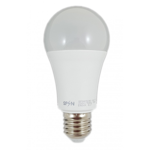Casa, Gradina & Bricolaj - Bec Led E27, model glob A60, 15W=250W, 6400K, lumina rece, Spin SPN6509E, 1 buc