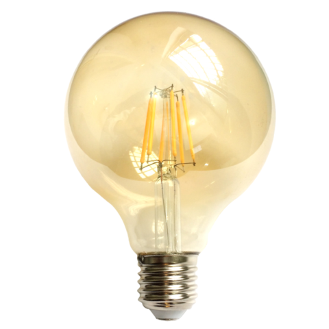 Casa, Gradina & Bricolaj - Bec LED Filament Amber E27/8W/800LM/2500K G125, Spin SPN6664, 1 buc